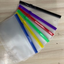 Hongliang Shop C  A6 10.6X17Cm Karıştırma Stili 6 Halkalı Defter Için A6 Pvc Şeffaf Classeur Zip Fermuarlı Dosya Torbaları (Yurt Dışından)