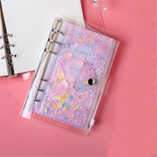 Hongliang Shop  A5-Pembe Tarzı Sevimli Dosya Kılıfı Kawaii Öğrenci Kızlar Süsleme Sequ Delikler Iç Cebi Için Dosya Planlayıcı Ajandası Defter Not Defteri A5A6 (Yurt Dışından)