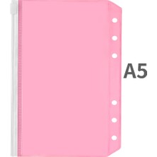 Hongliang Shop  A5-Pembe Stili A5A6 Dosya Cebi Pvc Dosya Gevşek Bluz Çanta Renkli Fermuar Klasörler 6-Halka Defter Dosya Kılıfı Belge Filtreleme Çantaları (Yurt Dışından)