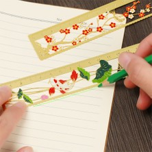 Hongliang Shop  B-4 Stili Retro Çin Tarzı Oyuk Metal Ayraç Cetvel Kitap Tutucu Çok Fonksiyonlu Kitap Klipsi Çocuk si Okul Ofis Kırtasiye Malzemeleri (Yurt Dışından)