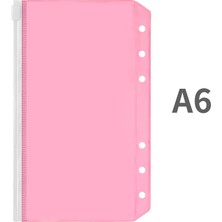 Hongliang Shop  A6-Pembe Tarzı A5A6 Dosya Cebi Pvc Dosya Gezgini Renkli Fermuarlı Klasörler 6-Halkalı Defter Dosya Torba Doküman Filing Çantaları (Yurt Dışından)