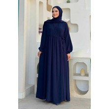 Bym Fashion Şallı Kruvaze Namaz Elbisesi  6027 Lacivert