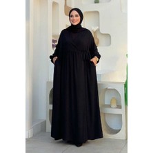 Bym Fashion Şallı Kruvaze Namaz Elbisesi  6027 Siyah