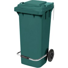 Aslan Plastik Palet 120 lt Çöp Konteyner Atık Kutusu  Yeşil Pedallı