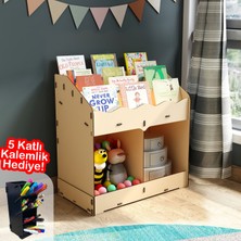 Mingitav Toby 6 Bölmeli Ahşap Montessori Kitaplık Bebek Çocuk Odası Eğitici Iskandinav Tarz Kitaplık