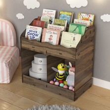 Mingitav Toby 6 Bölmeli Ahşap Montessori Kitaplık Bebek Çocuk Odası Eğitici Iskandinav Tarz Kitaplık