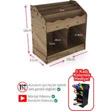 Mingitav Toby 6 Bölmeli Ahşap Montessori Kitaplık