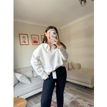 Fermuarlı Oversize Polo Yaka Sweat