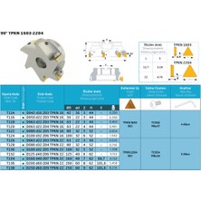 Teknik D050 D22 Z03 Tpkn 16 50 mm Çap Frezeleme Takımı (22 mm Delik)