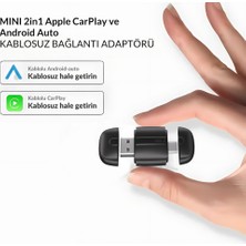 Embatech Araç Içi 2in1 Android ve Apple Cihazlar Için Kablosuz Android Auto ve Carplay Adaptörü (EMT-006)