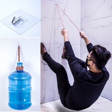 Market66 Kendinden Yapışkanlı Güçlü Askı Suya Dayanıklı 3 Adet Kancalı Şeffaf Görünmez Mutfak Askısı