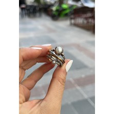 Gümüş Incili El Işi Otontik Yüzük EK41R1S3