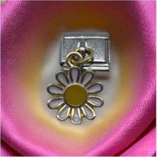 Stainles Steel Italyan Papatya Detaylı Charm