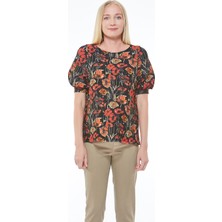 Motherway Hamile Tunik %95 Viskoz %5 Elastan Rahat Kalıp Şık Desenli Yaka