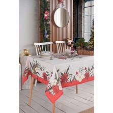 Premium Yılbaşı Red Viscum Su Geçirmez Masa Örtüsü 140X180