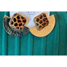 Oopsin Vogue Leopar Gold Rengi Tasarım Küpe