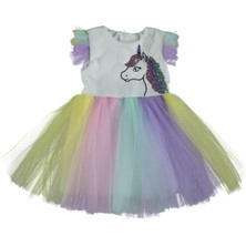 Diamondstar Baskılı UNICORN Kız Elbise 1/8 yaş