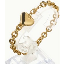 22 Ayar Gold Rengi Kadın Kalpli Bileklik