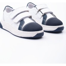 Superland Deri Günlük Beyaz Renk Cırtlı Çocuk Sneaker