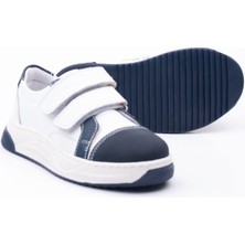 Superland Deri Günlük Beyaz Renk Cırtlı Çocuk Sneaker