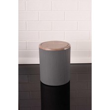 Flosoft Mermer Desenli Sallanır Kapak Yuvarlak Banyo Çöp Kovası 6 Lt, Mutfak Tezgah Üstü Çöp Kovası Gri