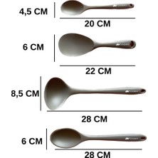 Multiamo Isıya Dayanıklı Silikon Kepçe Kevgir Seti 5 parça 28 CM / 22 CM / 20 CM Kaşık 28 CM Kepçe / kevgir