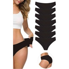 Çankaya Giyim 7 Adet Kadın Dikişsiz Lazer Kesim Esnek İz yapmayan Külot Siyah