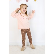 Kız Çocuk Floral Nakışlı Iki Iplik Kumaş Taytlı Takım(Toka Dahildir.)