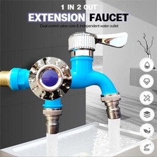 Emporium1 1/2 Inç Evrensel Arayüz Musluğu Çift Çıkışlı Çift Kontrol Su Musluğu Ev Banyo Hortumu Sulama Bağlantısı Mavi (Yurt Dışından)