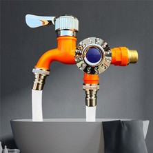 Emporium1 1/2 Inç Evrensel Arayüz Musluğu Çift Çıkışlı Çift Kontrol Su Musluğu Ev Banyo Hortumu Sulama Bağlantısı Mavi (Yurt Dışından)