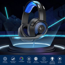 Digital Computer Home Ovleng GT66 Rgb Oyun Kulaklığı Gürültü Engelleyici Mikrofonlu Başa Monte Kulaklık, Usb+3,5 mm Fiş-Siyah/mavi (Yurt Dışından)