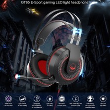 Digital Computer Home Ovleng GT65 E-Sport Gaming Headset Ps5/xbox One/akıllı Telefon/tablet Için LED Işıklı Kulaklık, Usb+3,5mm Fiş-Siyah/kırmızı (Yurt Dışından)