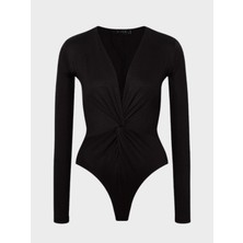 Rivus Önü Burgulu Soft Tuşeli Viskon Body - Siyah