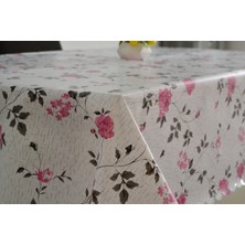 Elyaflı Beyaz Gül Desen Silinebilir Leke Tutmaz Pvc Masa Örtüsü