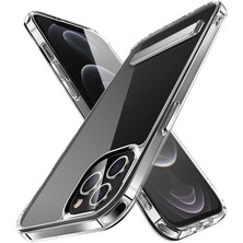 Storepgs iPhone 12 Pro Max Uyumlu Standlı Şeffaf Silikon L-Stand Kapak-Renksiz