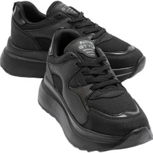 Zerenyus Triko Detaylı Kalın Taban Rahat Kalıp Bağcıklı Kadın Beyaz Sneaker