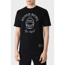 Boss Baskılı Streç Pamuklu Relaxed Fit Bisiklet Yaka T Shirt Erkek T Shirt 50510816 001