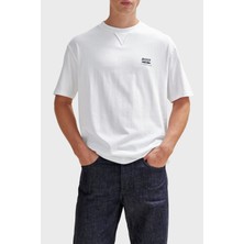 Boss Baskılı Pamuklu Oversize Fit Bisiklet Yaka T Shirt Erkek T Shirt 50510218 100
