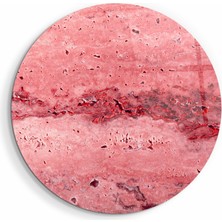 Supracolors Travertine Stone - Pinkred Yuvarlak Cam Tablo