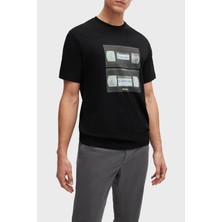 Boss Baskılı % 100 Pamuk Regular Fit Bisiklet Yaka T Shirt Erkek T Shirt 50510021 002