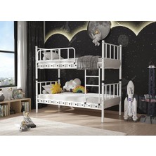 Dzgn Home Zambak Genç Çocuk Yatak Odası Metal Ranza ve Karyola - 90  x  200  cm