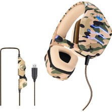 Digital Computer Home Ovleng Q9 Kamuflaj Kablolu Oyun Kulaklığı Stereo Subwoofer LED Işıklı E-Spor Kulaklık USB 7.1 Kanallı Kulak Üstü Ayarlanabilir Kulaklık-Camo Yeşil (Yurt Dışından)