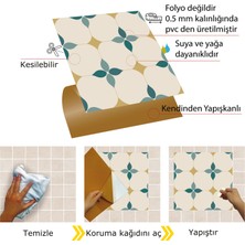 Tink Kendinden Yapışkanlı Zümrüt Çiçekli Desenli Pvc Karo 30X30 cm