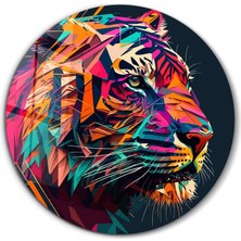 Supracolors Tiger Illustration Yuvarlak Cam Tablo