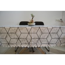Elyaflı Geometrik Desen Silinebilir Leke Tutmaz Pvc Masa Örtüsü
