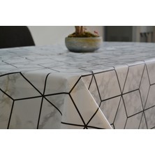 Elyaflı Geometrik Desen Silinebilir Leke Tutmaz Pvc Masa Örtüsü
