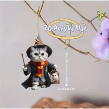 Home Büyücü Kedi Akrilik 2 Boyutlu Asma Araba Süsü