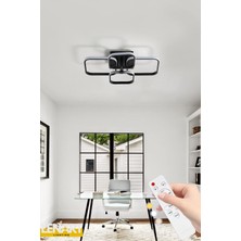 Yüksek Aydınlatmalı 4'lü Kare LED Avize, Tavan Avize, Kumandalı LED Avize, 3 Renk Aydınlatmalı Avize