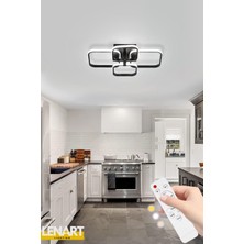 Yüksek Aydınlatmalı 4'lü Kare LED Avize, Tavan Avize, Kumandalı LED Avize, 3 Renk Aydınlatmalı Avize