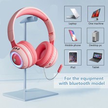 Digital Computer Home KE21 Kablosuz Bluetooth Kulaklık LED Işık Çocuk Stereo Müzik Kulaklığı, Çıkarılabilir Mikrofonlu (Ce Belgeli)-Mor (Yurt Dışından)